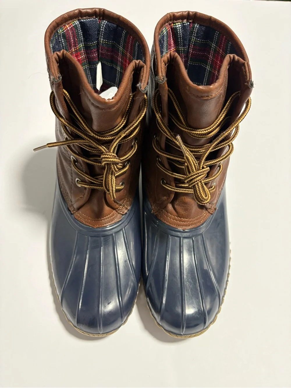 Weatherproof Brown and Navy Waterproof Duck Boots